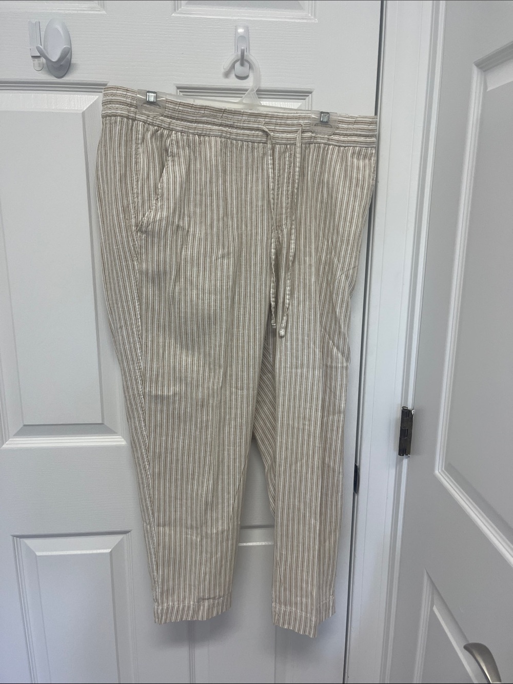 GAP Cream and Beige Striped Drawstring Joggers